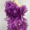 New Glossy Organza Lace Trim Fabric 13cm Wide 2yard Pleated Ruffles Material 3D Wedding Dress Sewing Accessories