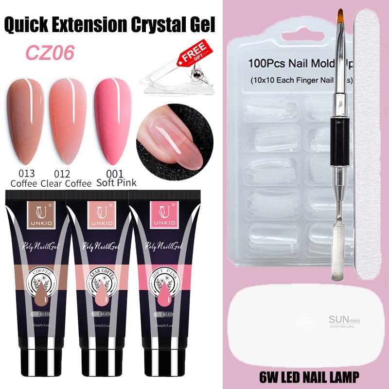 8 шт., набор полигелей для ногтей с УФ-лампой, прозрачный розовый УФ-светодиодный набор для быстрого наращивания ногтей с твердым желе, набор для наращивания ногтей, маникюрный инструмент «сделай сам»