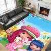 Anti‑Slip Crystal Velvet Floor Rug, Strawberry Shortcake Design Carpet for Indoor Living Bedroom Home Decoration