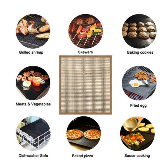 BBQ Grill Mesh Mat Non Stick Fish Vegetable Mat Food Grade High Temperature Resistant Uninflammable Barbecue Grill Sheet Liners Rusable Grilling Mat