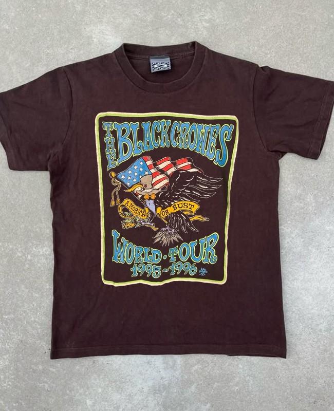 90-е The Black Crowes Группа 1995 В туре Темно-шоколадная футболка NH26058 Унисекс футболка