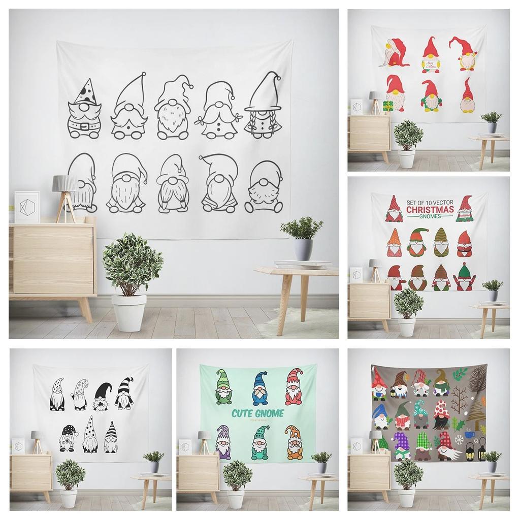 Рождественский новогодний узор с изображением гнома-гнома для гостиной и спальни, декоративный гобелен