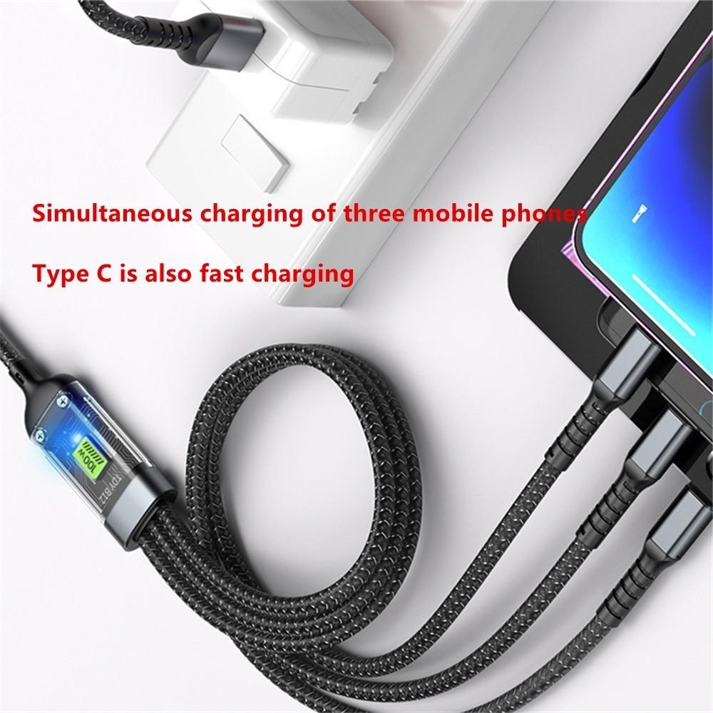 100 Вт 3 в 1 Супер зарядный кабель 6A Micro USB Type C Быстрое зарядное устройство Кабель типа C Кабель для передачи данных для Samsung
