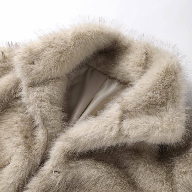 Модная роскошная короткая куртка из искусственного меха для женщин с воротником-стойкой и длинным рукавом, свободная куртка для осени и зимы, ленивая толстая уличная верхняя одежда