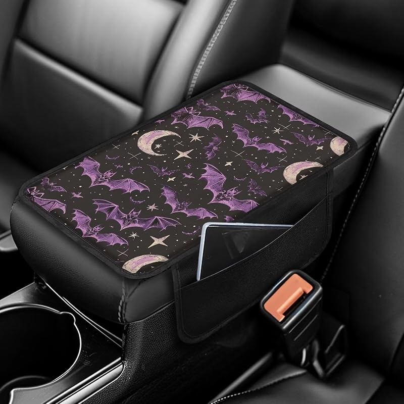 Чехол на центральную консоль автомобиля с принтом черепа, нескользящий чехол на подлокотник для автомобиля, универсальные защитные чехлы для подлокотников, подходят для автомобилей, внедорожников, декоративные чехлы для автомобилей
