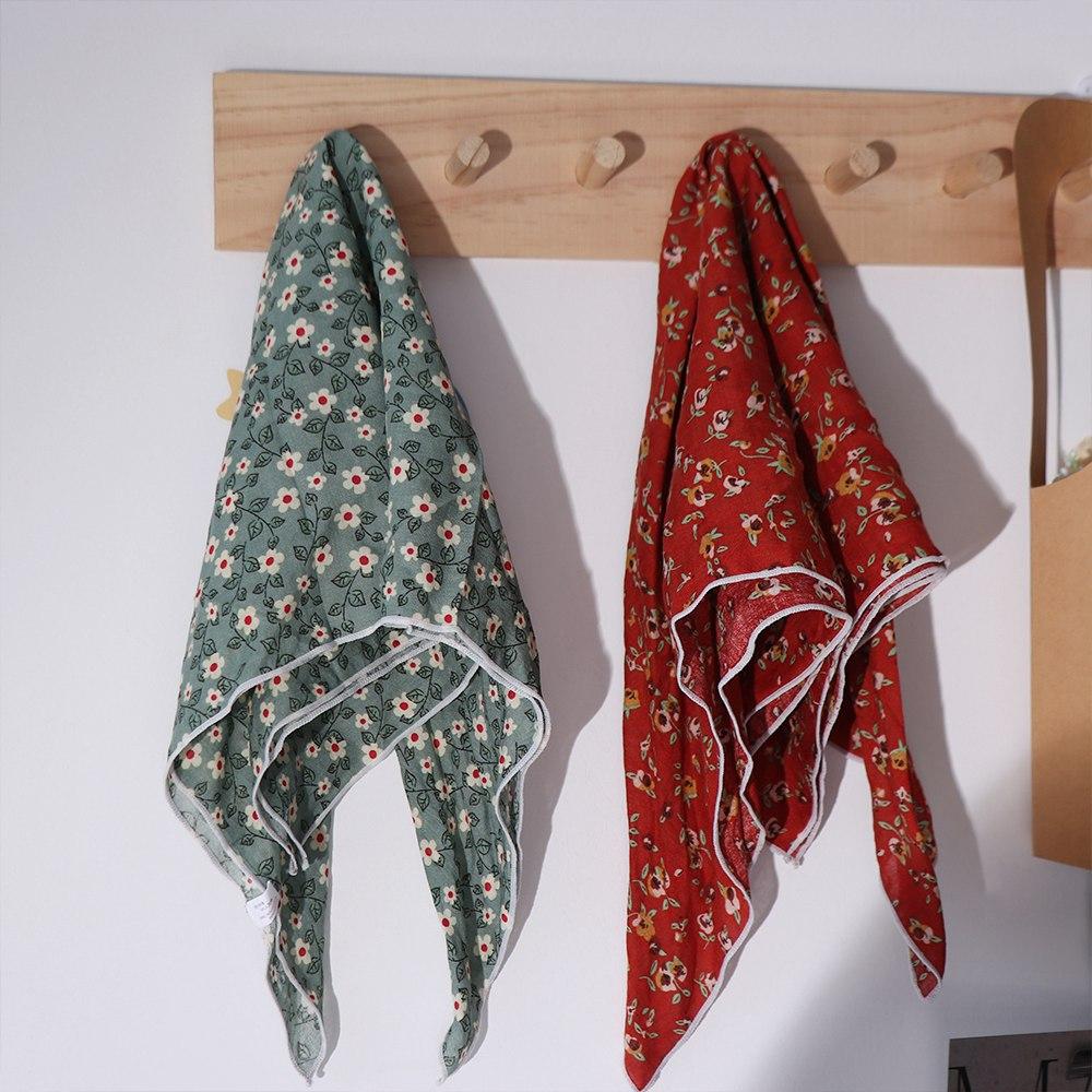 Wraps Female Shawl Cotton Linen Small Square Scarf Printed Scarf Korean Style Scarves Silk Scarf