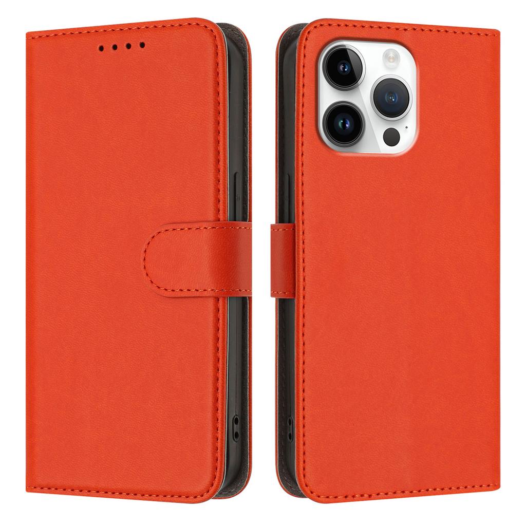 For iPhone 16 Pro Max Leather Case Solid Color Phone Cover with Wallet