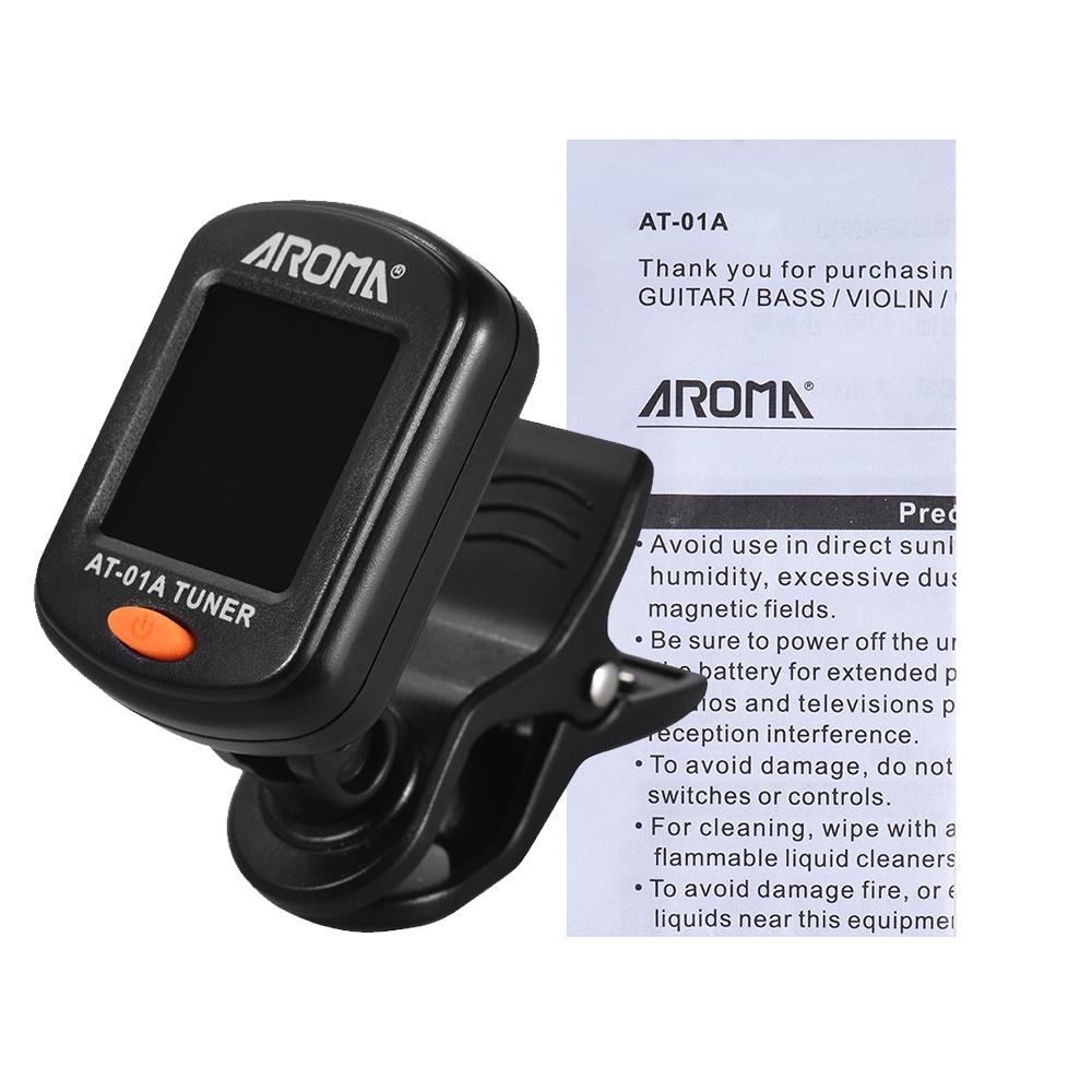 AROMA AT-01A гитарный тюнер вращающийся клипса тюнер ЖК-дисплей для хроматической акустической гитары бас укулеле аксессуары для гитары