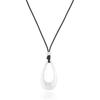 Brushed Gold Plated Classic Teardrop Pendant Long Necklace for Women, Adjustable Length Brown Wax Cord Sweater Chain Fashion Jewelry Gifts