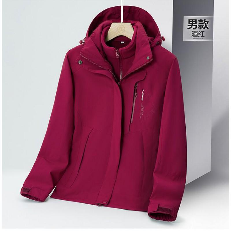 Men Women 3-in-1 Detachable Fleece Lined Waterproof Windproof Outdoor Jacket Hiking Camping Winter Travel