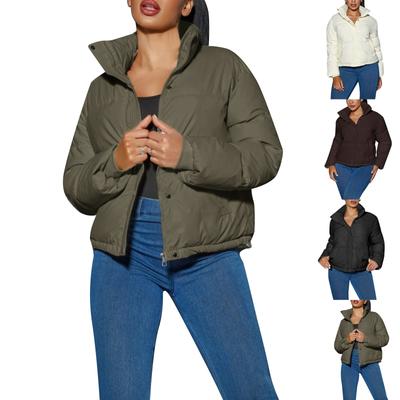 Женская короткая зимняя теплая хлопковая куртка однобортная на молнии