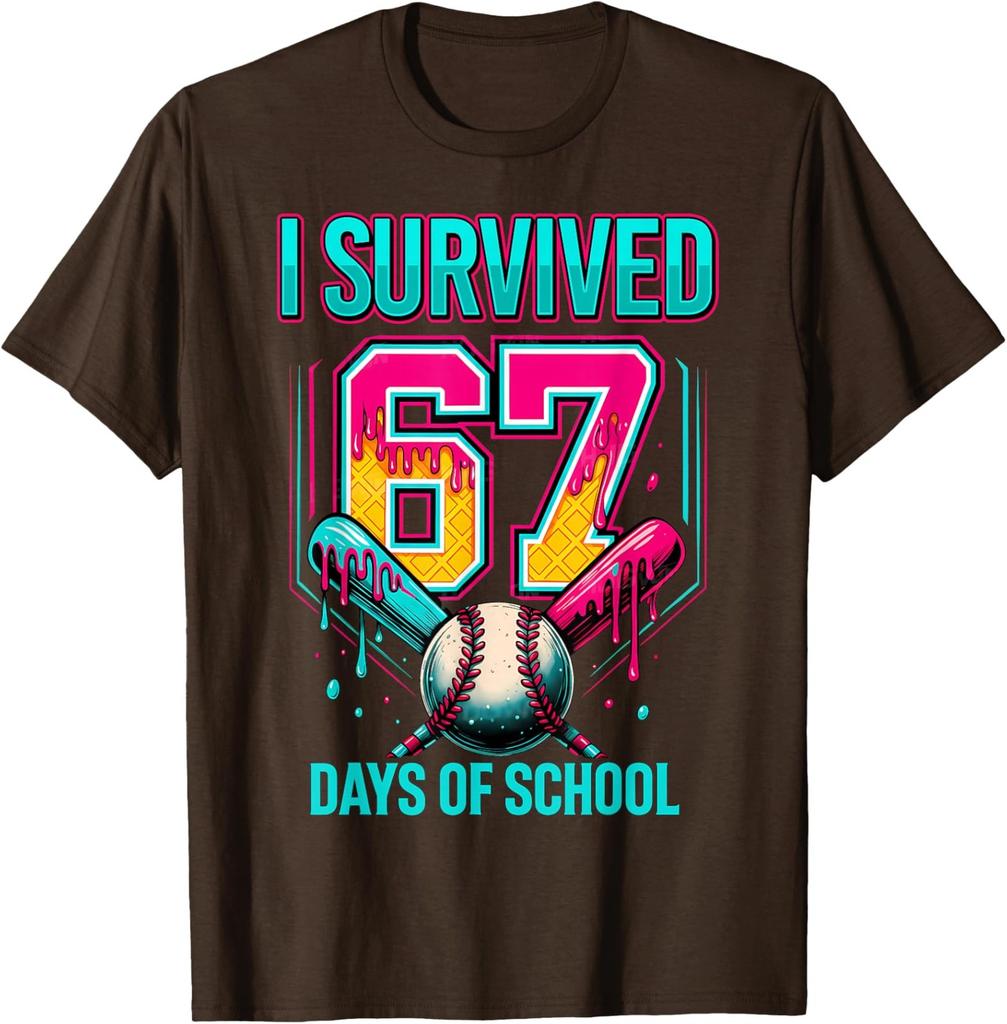 Baseball Drip Number 67 I Survived 67 Days of School Unisex T-Shirt
