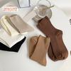 1 Pair Mid-tube Elastic Women Socks Casual Solid Color Ribbed Sports Socks