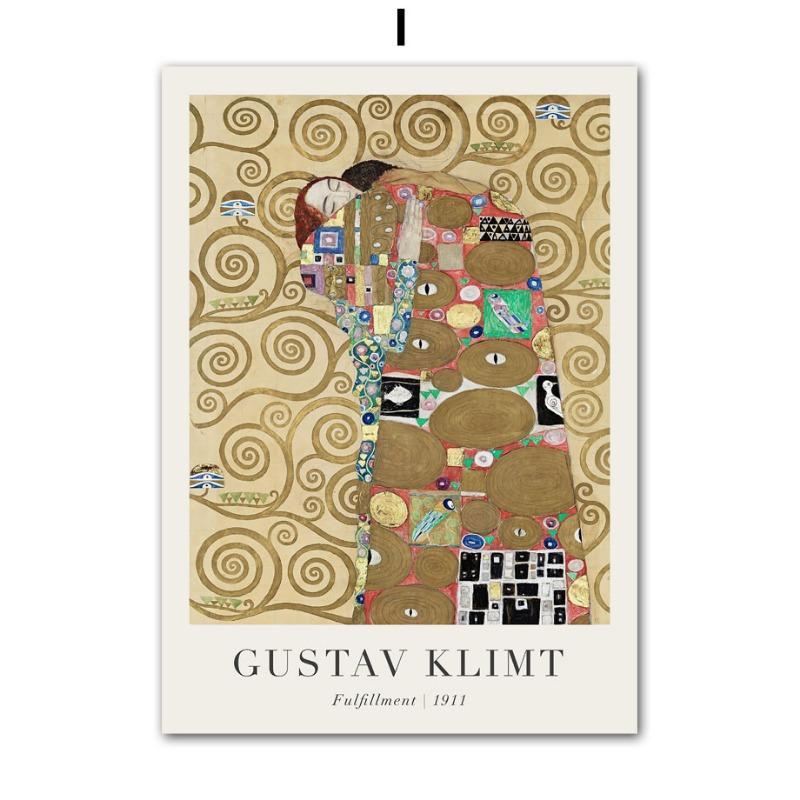 Классическая абстрактная фигура Густава Климта Искусство Поцелуй Древо жизни Постер Холст Картина и Принты Настенные картины Домашний декор Подарки