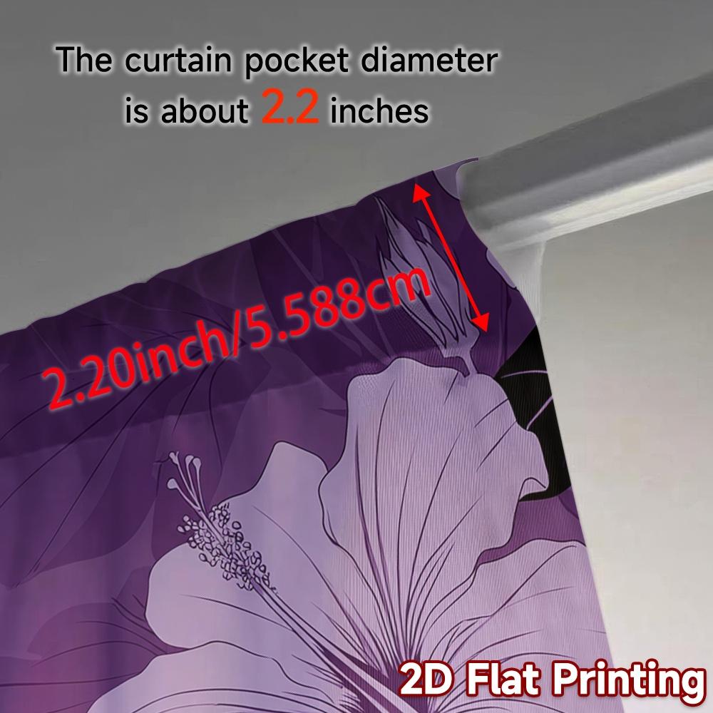 2D ПЛОСКАЯ ПЕЧАТЬ, 2 шторы (Без Рода) Цветочная Элегантность на Фиолетовом День Дураков Фестиваль Минималистичные Занавески Прочные