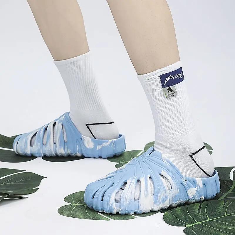 Дырчатые сандалии мужские уличные пляжные туфли на платформе дешевая ликвидация Y2k забавные высококачественные летние шлепанцы из ЭВА для мужчин