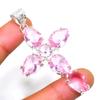 Pink Kunzite Gemstone 925 Silver Plated Handmade Jewelry Pendant 1.89"