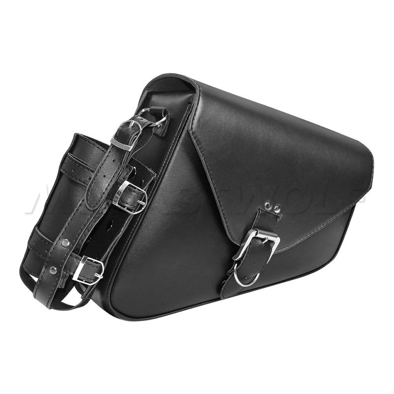Motorcycle PU Leather Side Saddle Bags L+R Fit for Harley Sportster XL 883 1200 Chopper Cruiser Cafe Racer Softail Bobber