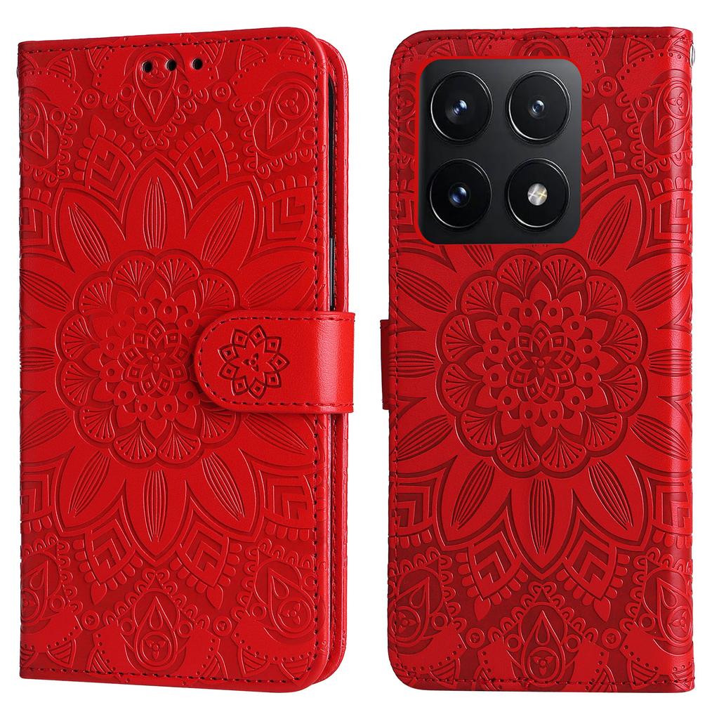 For Xiaomi 14T Case Sunflower Imprint Leather Wallet Phone Cover