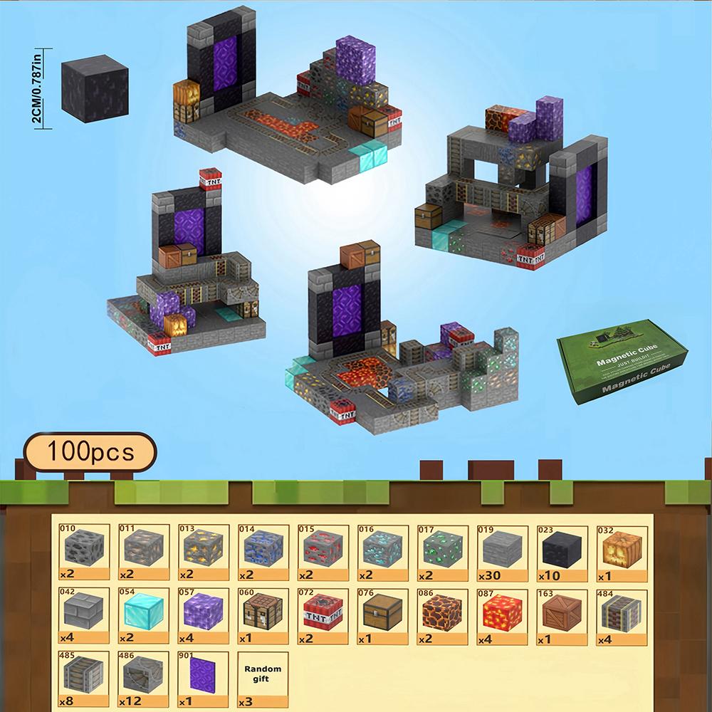 Строительные блоки Магнитная игрушка шахта DIY игровая сцена Собранный магнитный архитектурный набор детская головоломка образовательная модель подарок