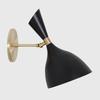 A Pair of 1950's Style Ustinov Italian Diabolo Wall Light Mid Century Wall Lamp Black Matte Brass Reproduction