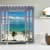 3d Beach Scenery Shower Curtains Sea Ocean Mediterranean Bathroom Curtain Waterproof Cloth Decoration 180*240cm Bath Curtain