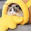 Кровать для кошек Honey Pot, зимний теплый спальный мешок для кошек, полуфиксированная кровать для кошек из мультфильмов, мягкая палатка для домашних животных, гнездо для котят и щенков
