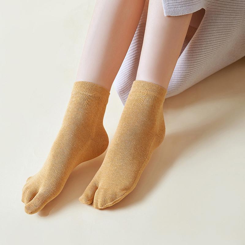 Хлопковые носки таби с двумя пальцами, носки для шлепанцев с двумя пальцами, мужские женские носки для комнатных тапочек, носки для вальгусной деформации большого пальца стопы, ортопедические японские носки с двумя пальцами