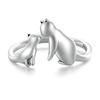 WOSTU 925 Sterling Silver Creative Pet Cat Opening Ring For Women Lovely Fox Animal Rings Girl Birthday Gift Party Accessories