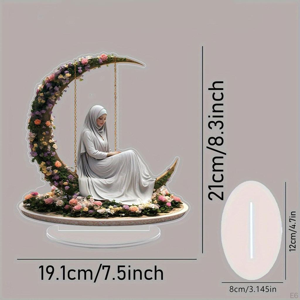 2D Flat Moon Acrylic Display Piece for Office And Home Decor