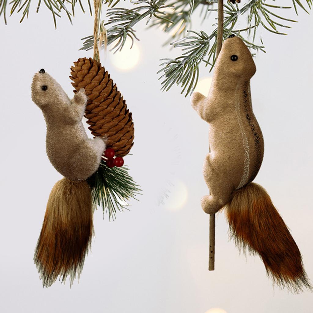 Artificial Squirrel Decoration Christmas Tree Hanging Ornament For Door Mantel Window Wedding Christmas Party Decoration