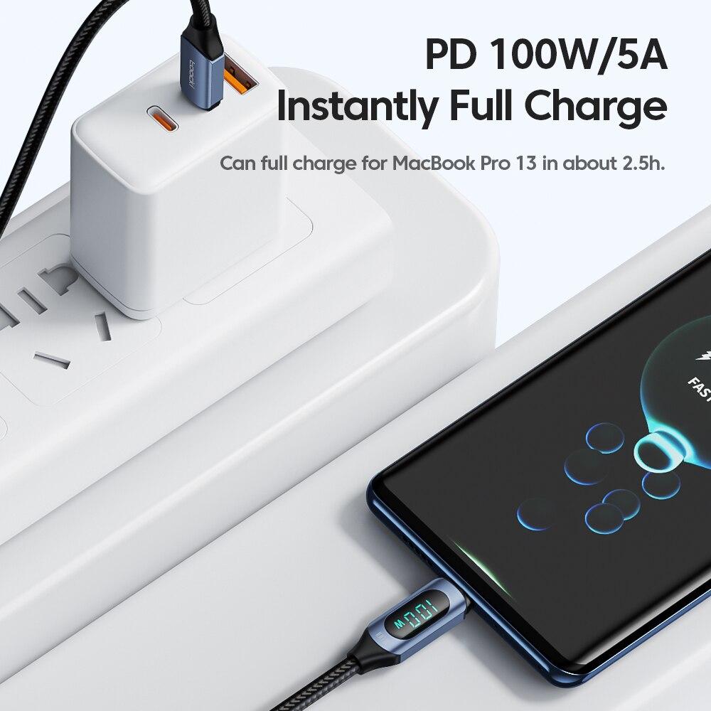 Toocki Type C to Type C Cable 100W PD Fast Charging Charger USB C to USB C Display Cable For Xiaomi POCO F3 Realme Macbook iPad 4