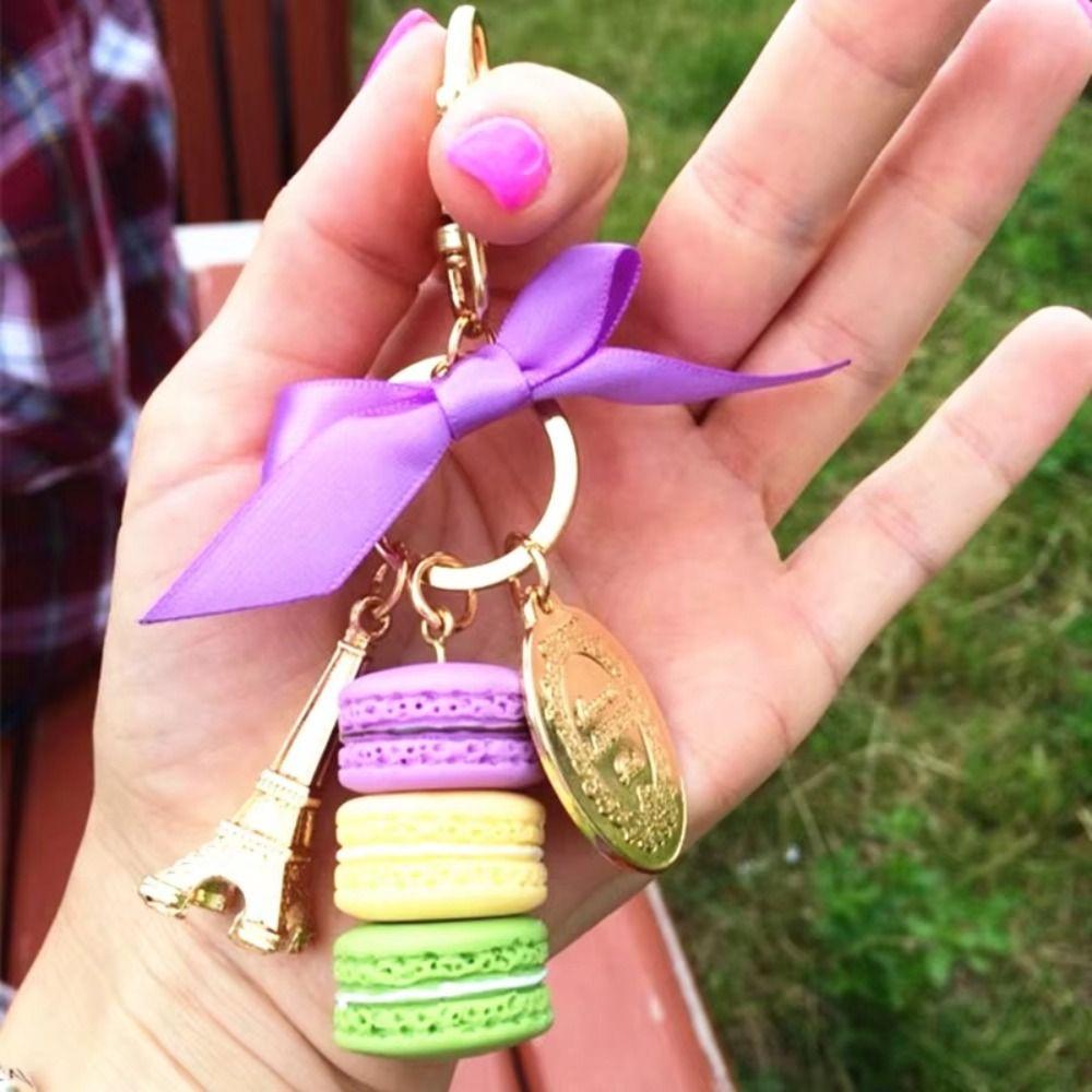 Gold Color Eiffel Tower Key Chains Zinc Zinc Alloy Bowknot Macaron Key Ring  Car Key Ring