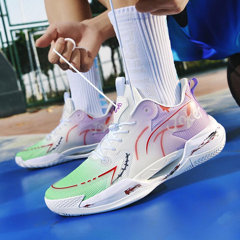 Guochao сверхлегкие сетчатые дышащие светящиеся трендовые баскетбольные кроссовки мужские и женские универсальные амортизирующие износостойкие нескользящие повседневные спортивные
