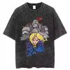 Anime Fullmetal Alchemist Brotherhood Gothic Frame Brothers Graphic Print T-Shirt Men Women retro Washed O-Neck Cotton Oversize streetwear fashion Top