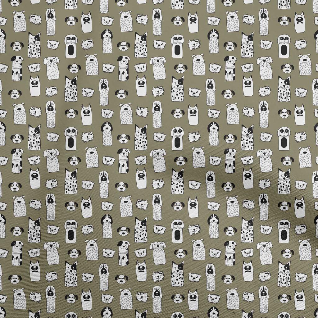 oneOone Georgette Viscose Black Fabric Floral & Puppies Fabric For Sewing Printed Craft Fabric By The Yard 42 Inch