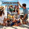 Custom Name Personalized Demon Slayer Print Beach Towel, for Trip Camping Beach Party Home Decor, Birthday Gift for Family & Friends