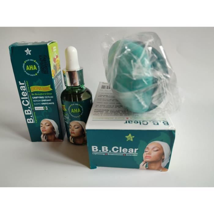 Sérum éclaircissant et savon anti-tâches - B B clear - Concentré - Sans parabène - Mixte - Adulte