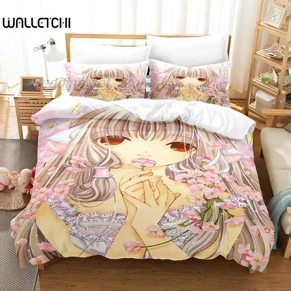 Новый 3D Аниме Комплект Постельного Белья Chi Chobits Односпальный Полуторный Полный Евро Кинг Сайз Пододеяльник Комплект Простыней