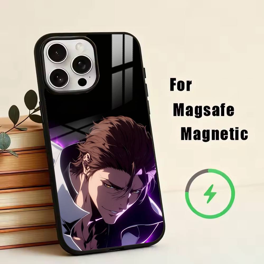 B-Сусукэ Айзен Блич Чехол для телефона для iPhone 17, 16, 15, 14, 13, 12, 11 Plus, Pro Магнитный для Magsafe Беспроводной зарядки