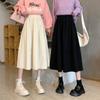 Elastic Waist Corduroy Skirt Women Autumn Winter Vintage Mid-length Skirt Solid High-waisted Korean Style Clothing