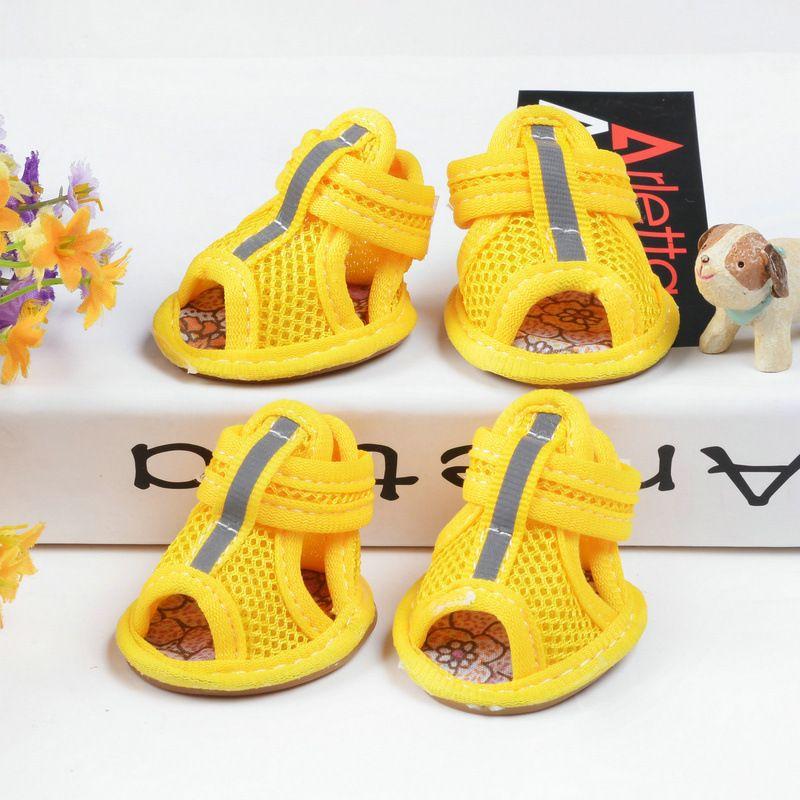 4pcs Summer Mesh Pet Sandals Shoes For Small Dogs Anti-skid Cow Tendon Sole Puppy Dog Sneakers Chihuahua Mascotas Accessories