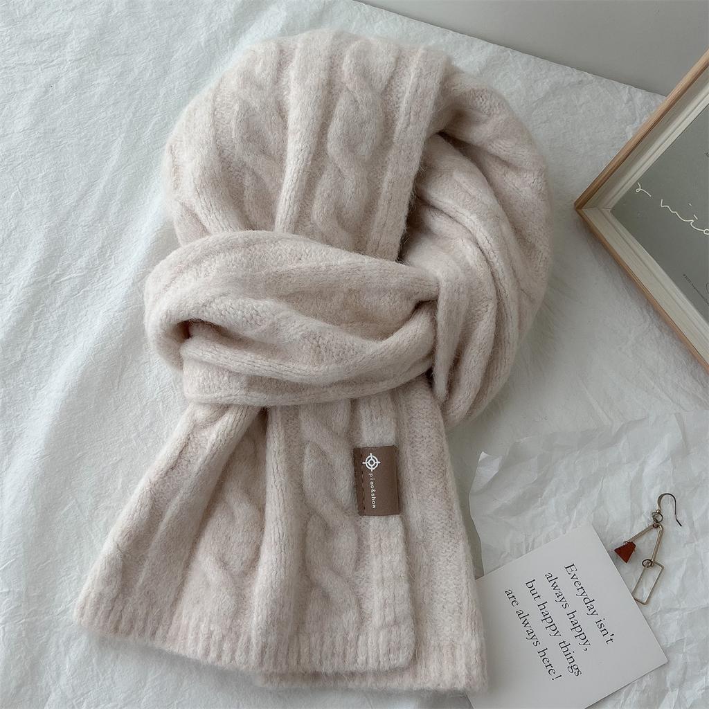 Новый вязаный шерстяной вязаный кашемировый шарф для женщин и пар, новый универсальный однотонный шарф для зимы