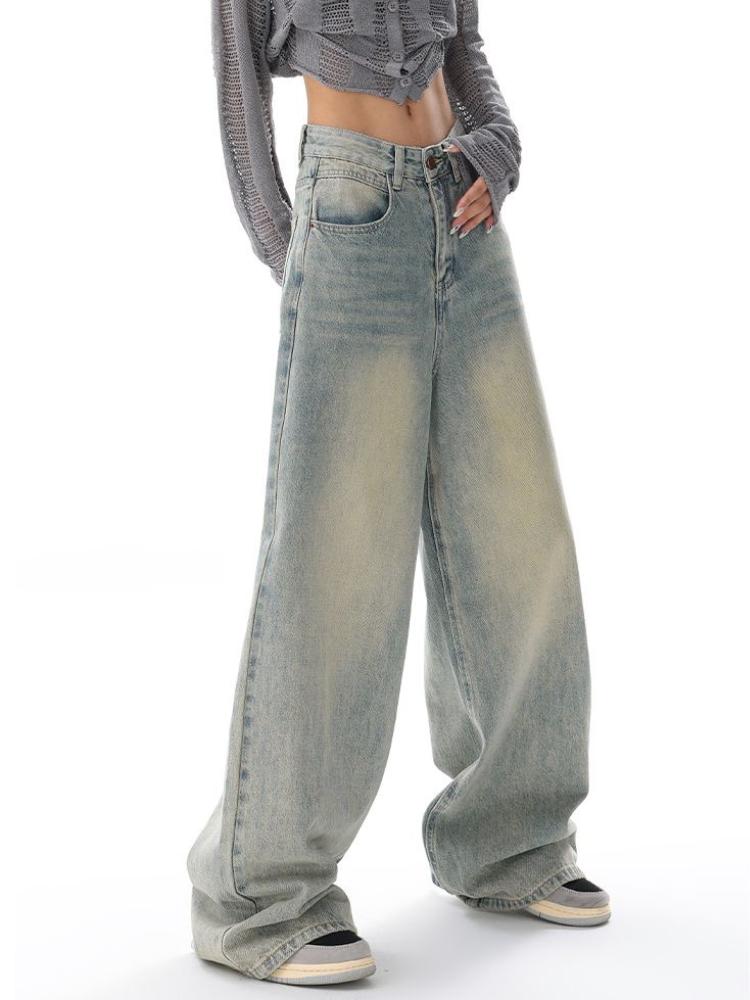 2000s Vintage Baggy Blue Jeans Women Harajuku High Waist Denim Trousers Female Retro Fashion 90s Aesthetic Wide Pants