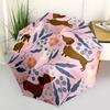 1pc Dachshund Floral Automatic Folding Umbrella - Compact 8-Rib Design, Durable Plastic & Iron, Lightweight for Outdoor Daily Use082