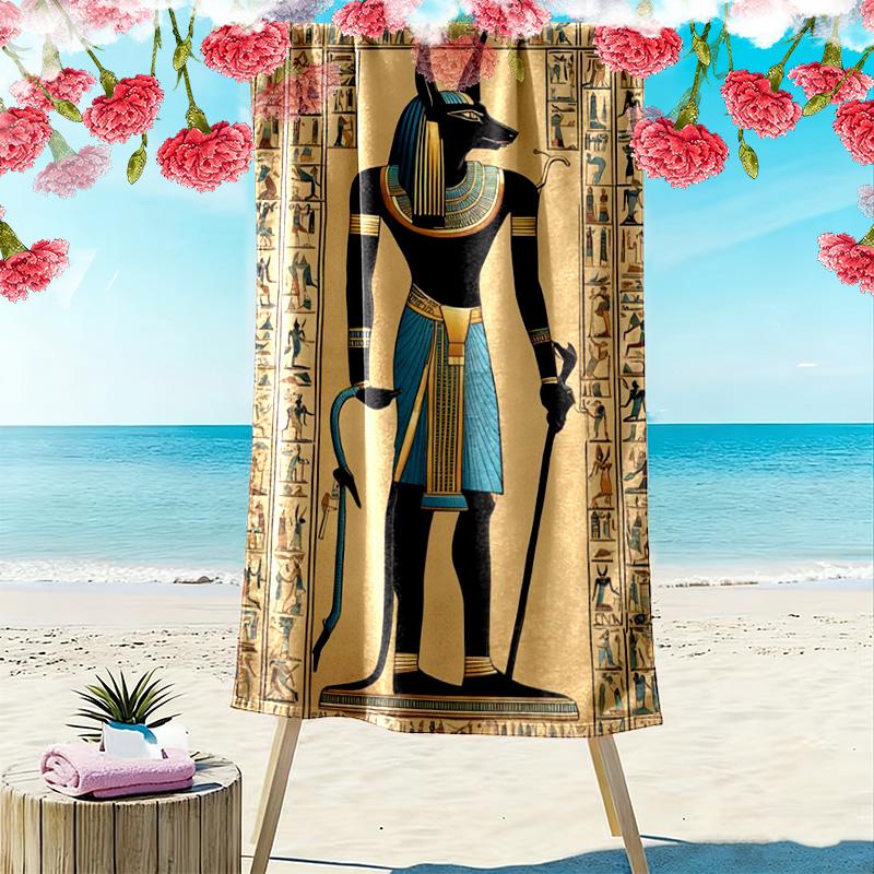 Egyptian Print Beach Towel, Large Soft Quick Dry Towel for Beach Camping Swimming