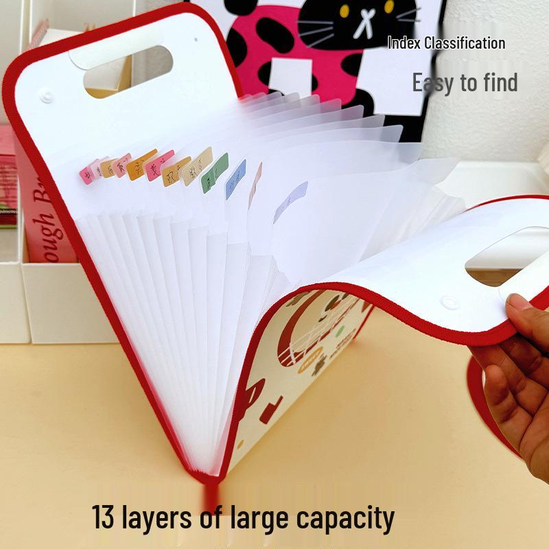 Папка-гармошка Kaba Bear A4 вертикальная: Многослойный большой мультяшный органайзер для школьных работ и тестов