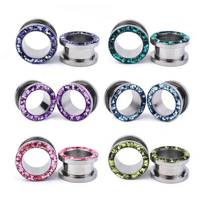 2 шт. 3-30 мм мерцающие полые ушные датчики вилки и туннели винт расширитель носилок для ушей ювелирные изделия для пирсинга