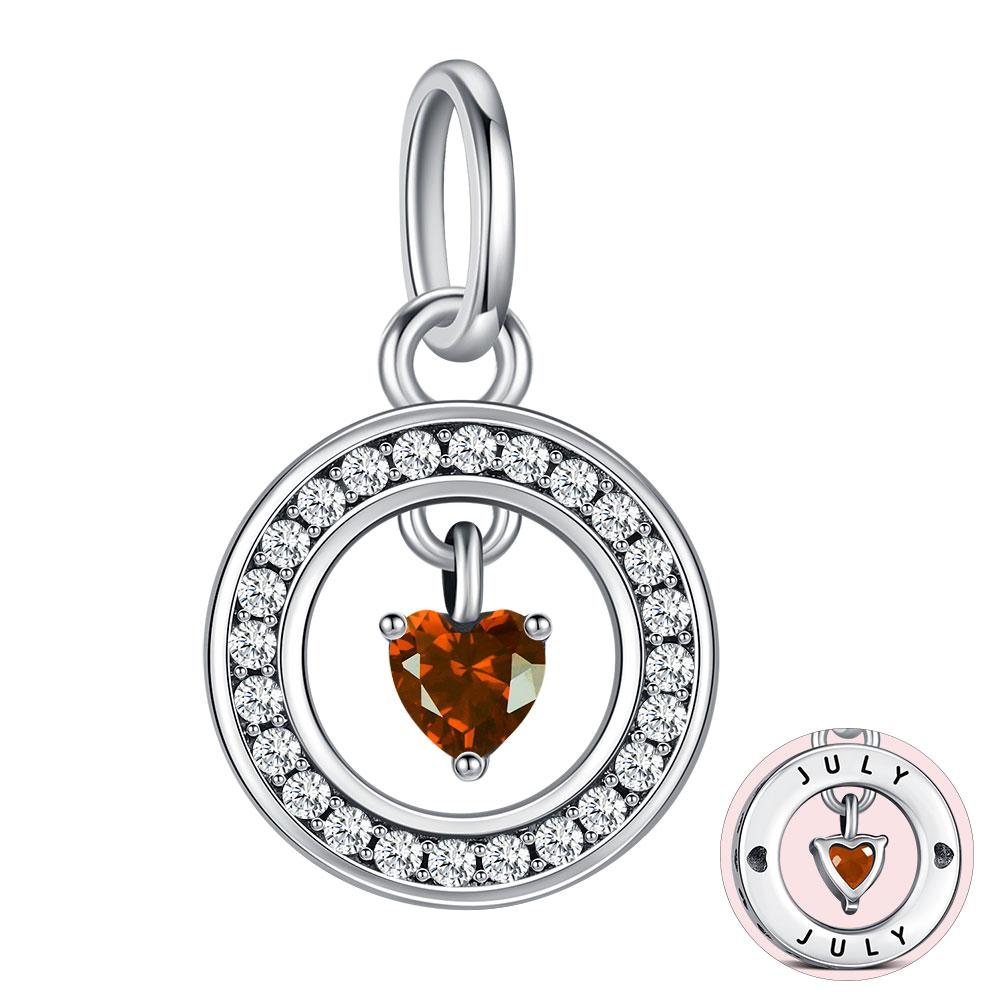 S925 Silver Lucky Month Birth stone Charm Fit Bracelets Diy For Women Pendant Colorful 12 Month Charm