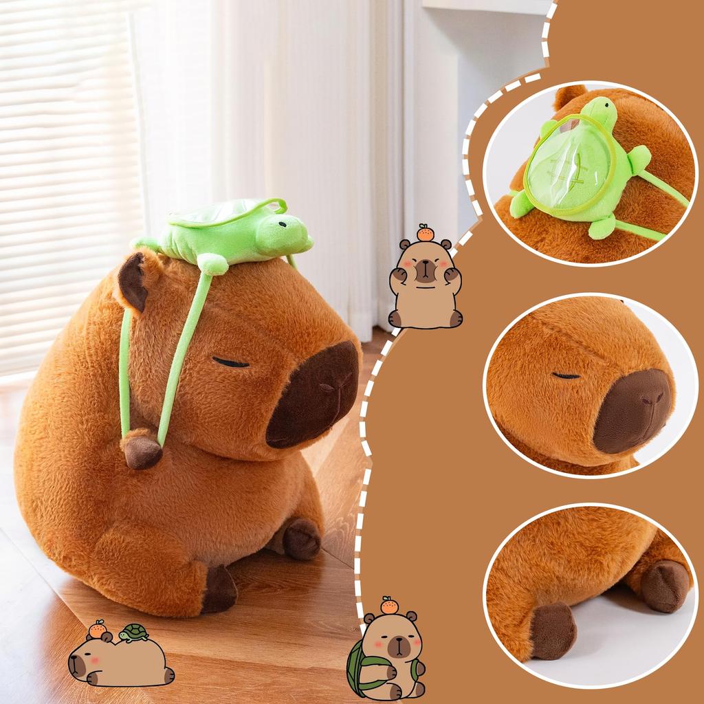 Cute fluffy plush toy, capybara, perfect as a birthday gift, interior decoration, or store decoration. Includes a turtle bag (33cm)